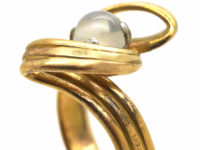 French 18ct Gold Twissel Ring set with a Moonstone