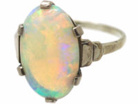 Art Deco 18ct White Gold & Opal Ring