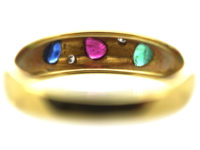 18ct Gold Sapphire, Emerald, Ruby & Diamond Ring
