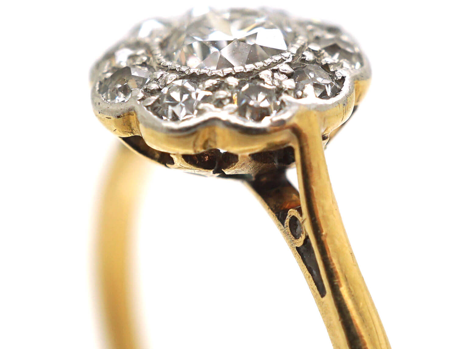 Edwardian 18ct Gold & Platinum, Diamond Daisy Cluster Ring (586N) | The ...