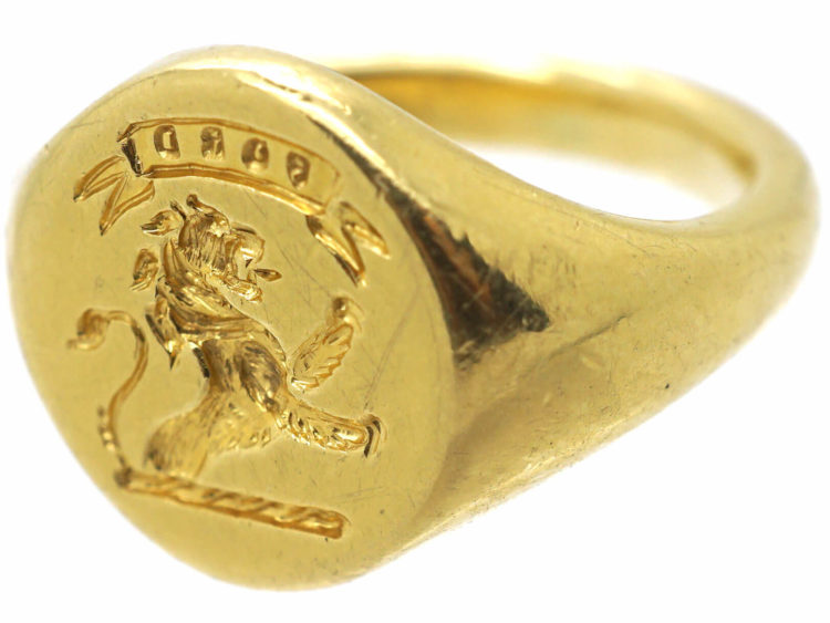 18ct Gold Signet Ring of a Lion Rampant