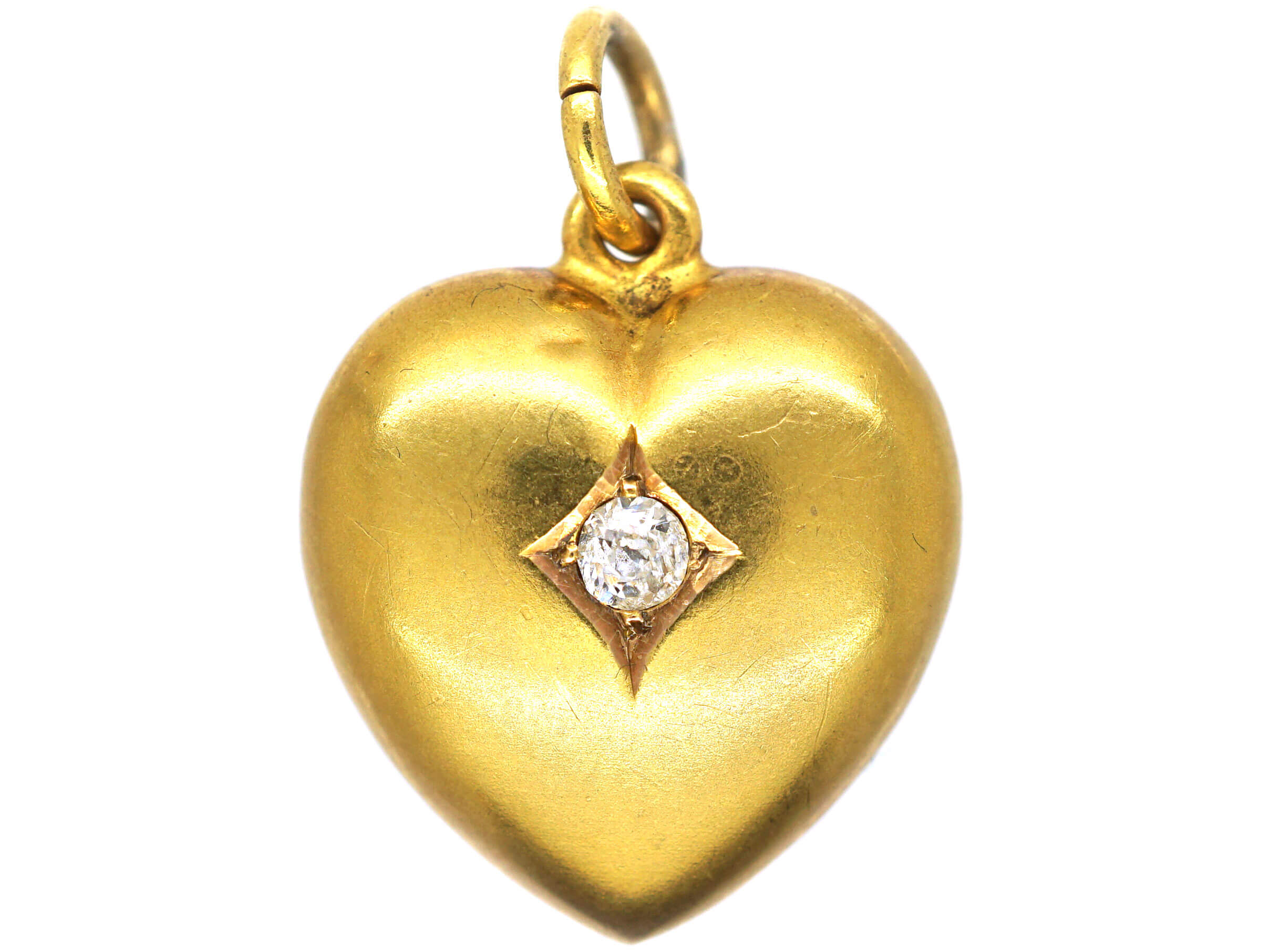 Edwardian 15ct Gold & Diamond Heart Shaped Pendant (597N) | The Antique ...