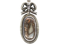 French Early 19th Century Silver & Paste Miniature Pendant of a Young Boy With Fishing Net & Fish