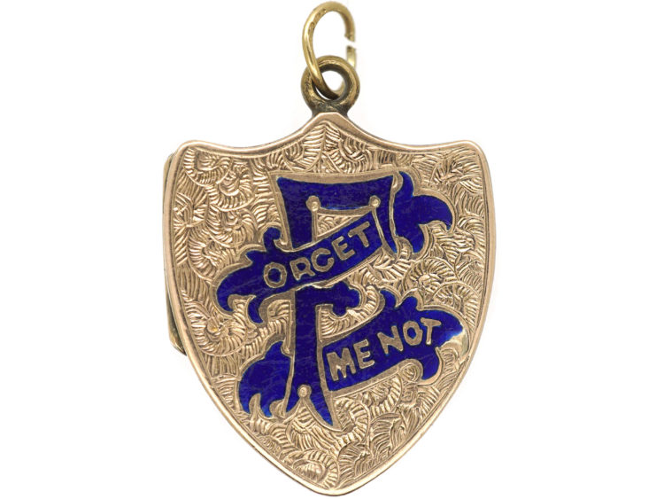 Victorian Forget Me Not Shield Shaped Locket