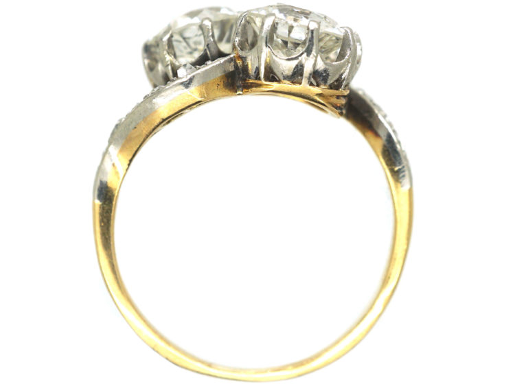 Edwardian 18ct Gold & Platinum, Two Stone Diamond Twist Ring