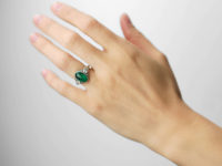 Art Deco Platinum Large Cabochon Emerald & Diamond Ring