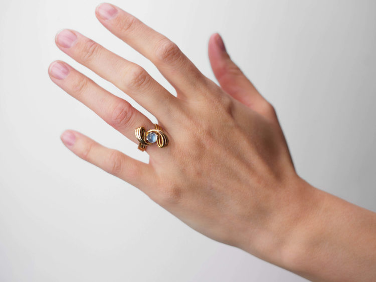 French 18ct Gold Twissel Ring set with a Moonstone