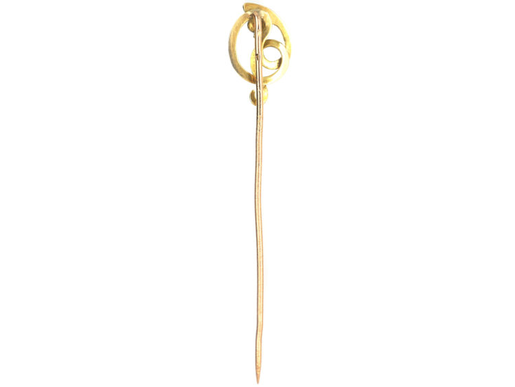 French Belle Epoque 18ct Gold Snake Tie Pin