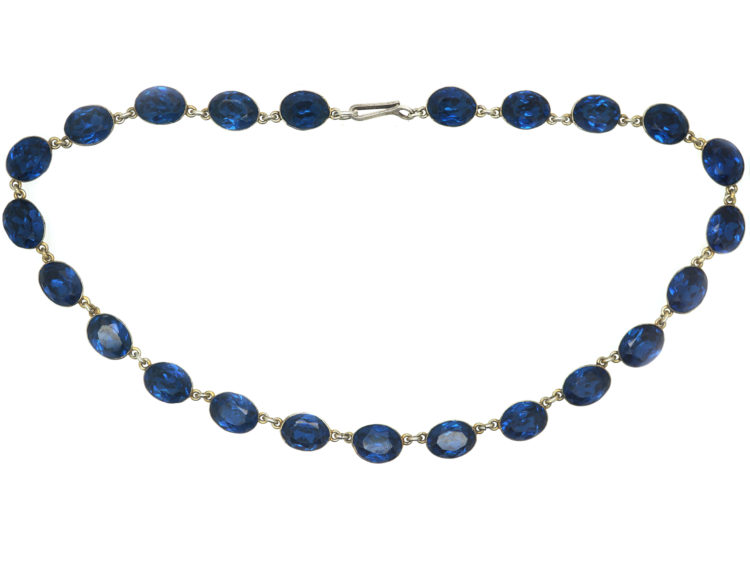 Victorian Silver & Blue Paste Riviere Necklace