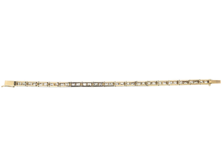 Art Deco 18ct Gold, Platinum & Diamond Articulated Line Bracelet