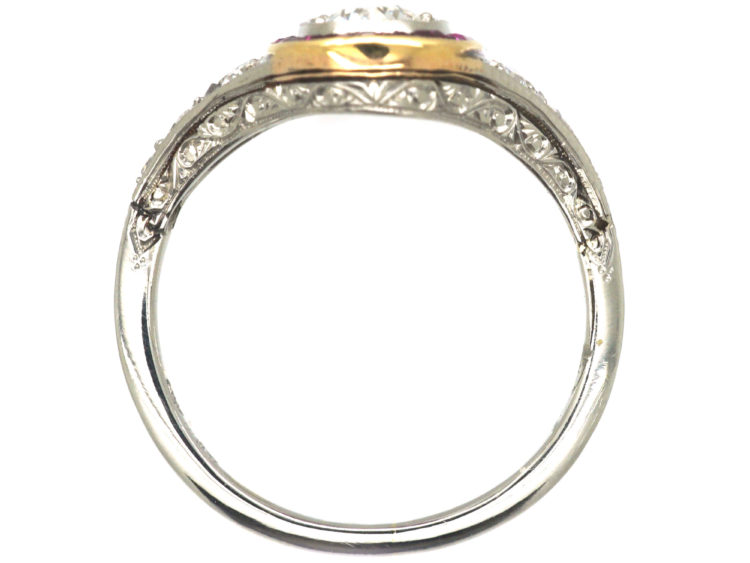Art Deco Platinum, Ruby & Diamond Oval Shaped Ring