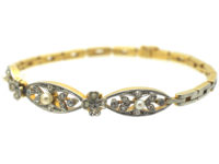 Edwardian 18ct Gold, Platinum, Rose Diamonds & Natural Pearls Bracelet