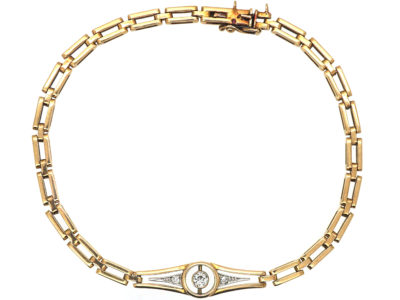 Art Deco 14ct Gold & Diamond Bracelet