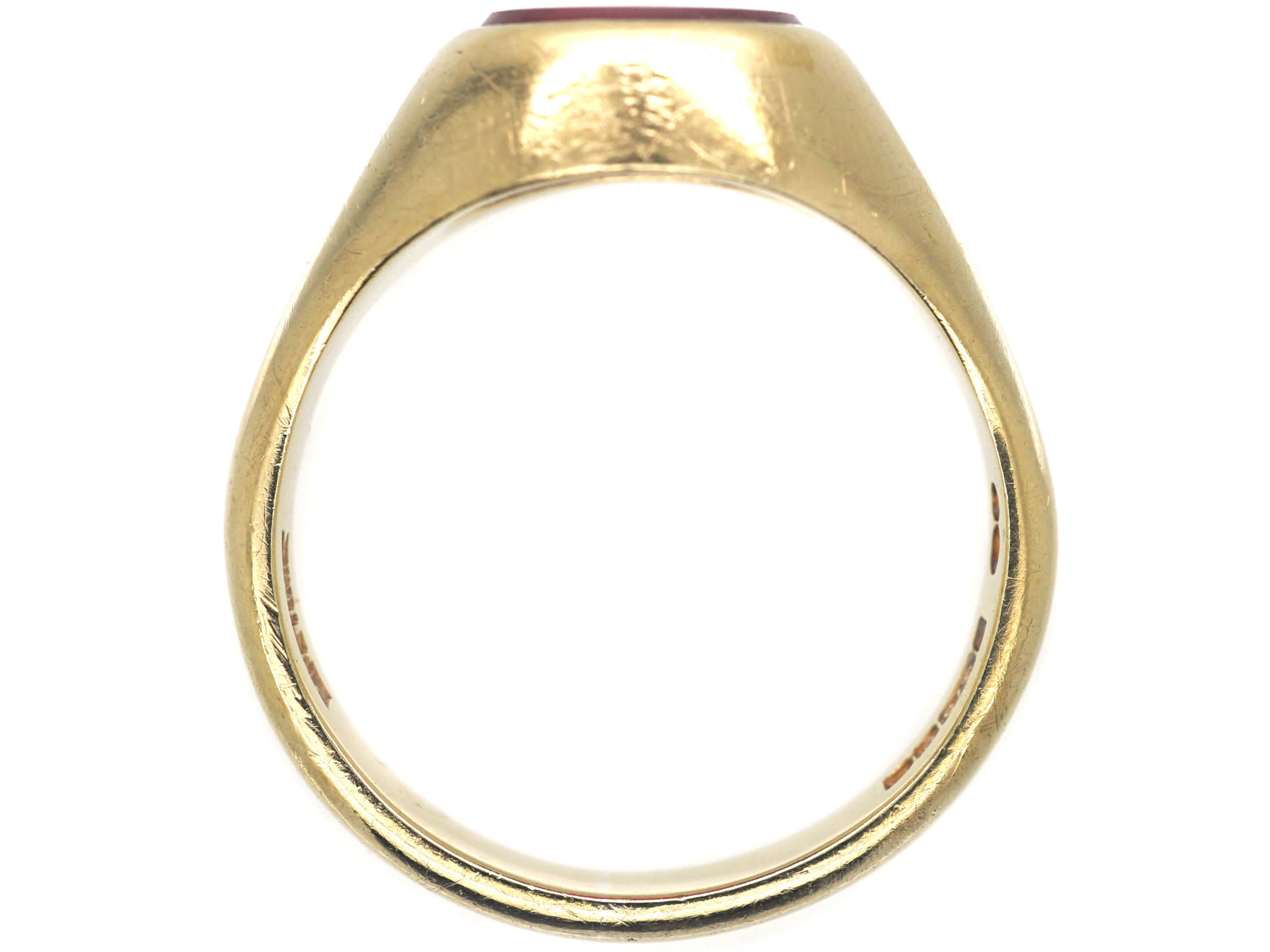Large 9ct Gold & Synthetic Red Stone Signet Ring (803N) | The Antique ...