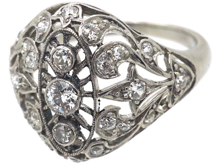 Art Deco Dome Shaped Ring set with Diamonds by Pickslay & Co