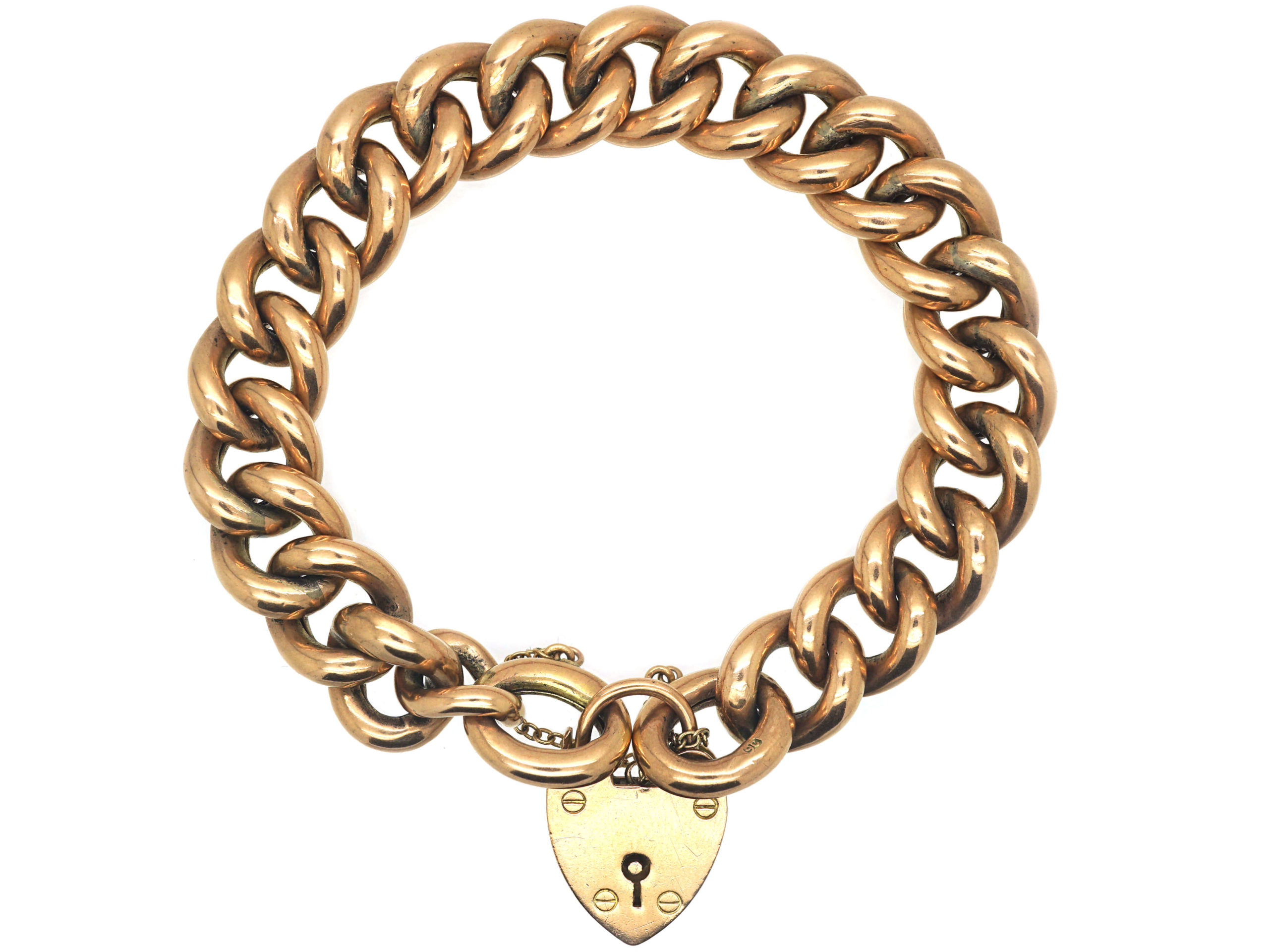 Edwardian 9ct Gold Curb Bracelet (617N) | The Antique Jewellery Company