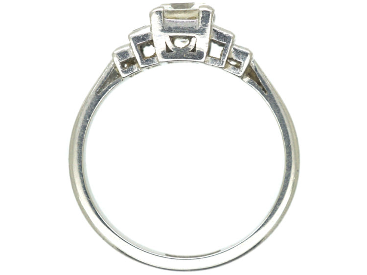 Art Deco Platinum Five Stone Baguette Diamond Ring
