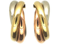 9ct Three Colour Gold Trinity Earrings