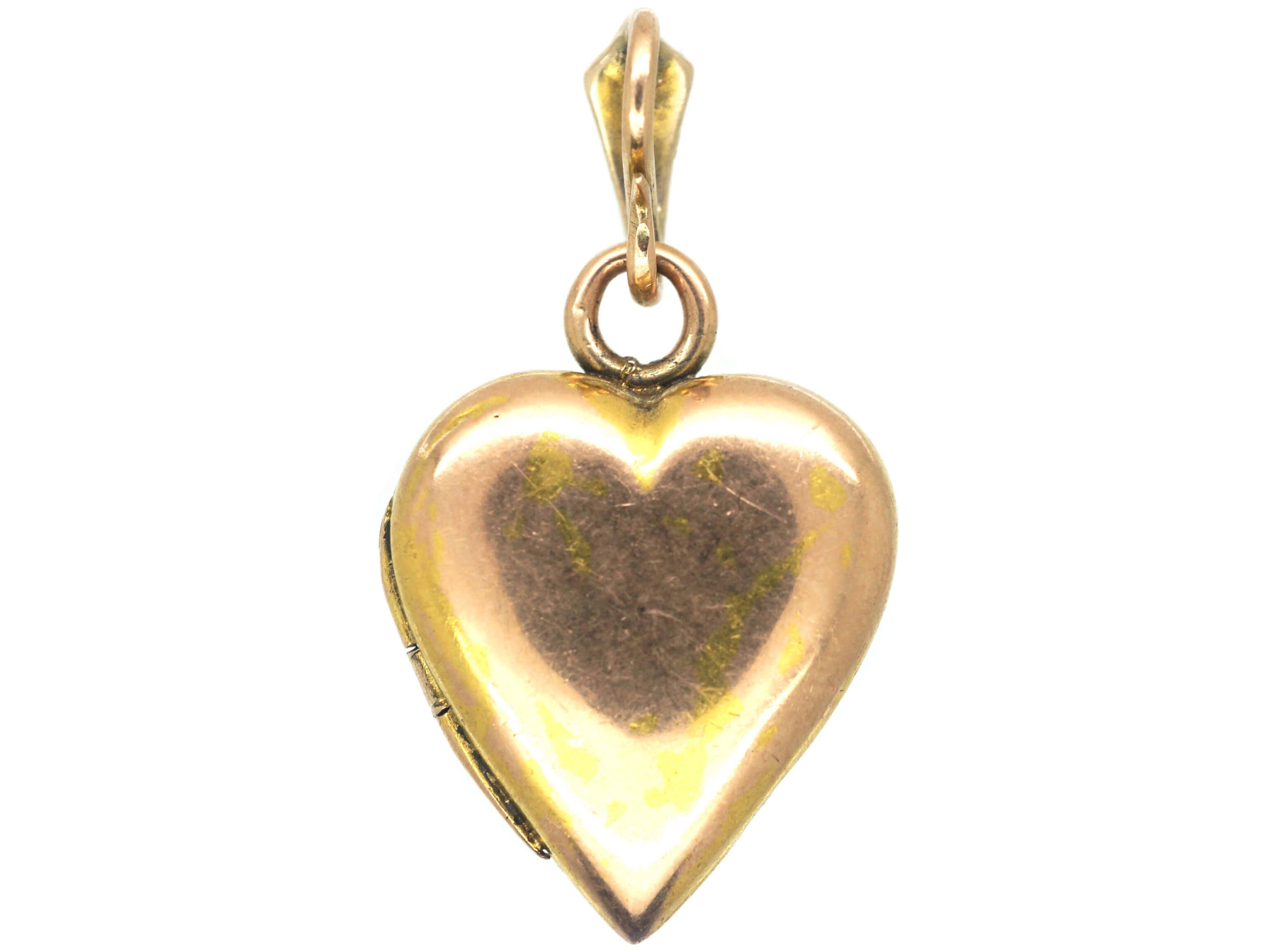 Edwardian 15ct White & Yellow Gold Heart Shaped Locket Set with Natural ...