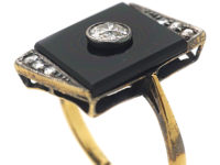 Art Deco Onyx & Diamond Rectangular Ring