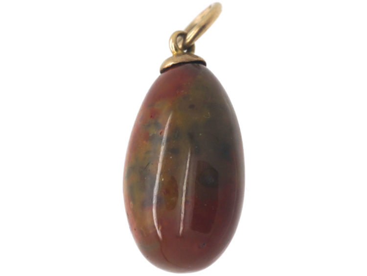 Victorian Agate Egg Pendant with Gold Top