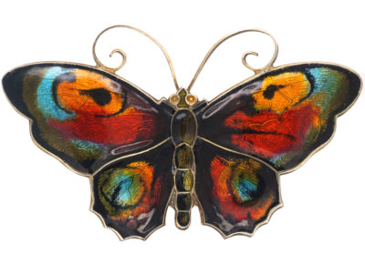 Silver & Enamel Butterfly Brooch by David Andersen