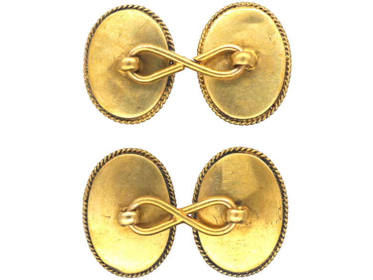 Victorian 15ct Gold Cabochon Garnet Cufflinks