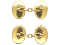 Art Deco 18ct Gold , Red Enamel, Mother of Pearl & Diamond Oval Shaped Cufflinks