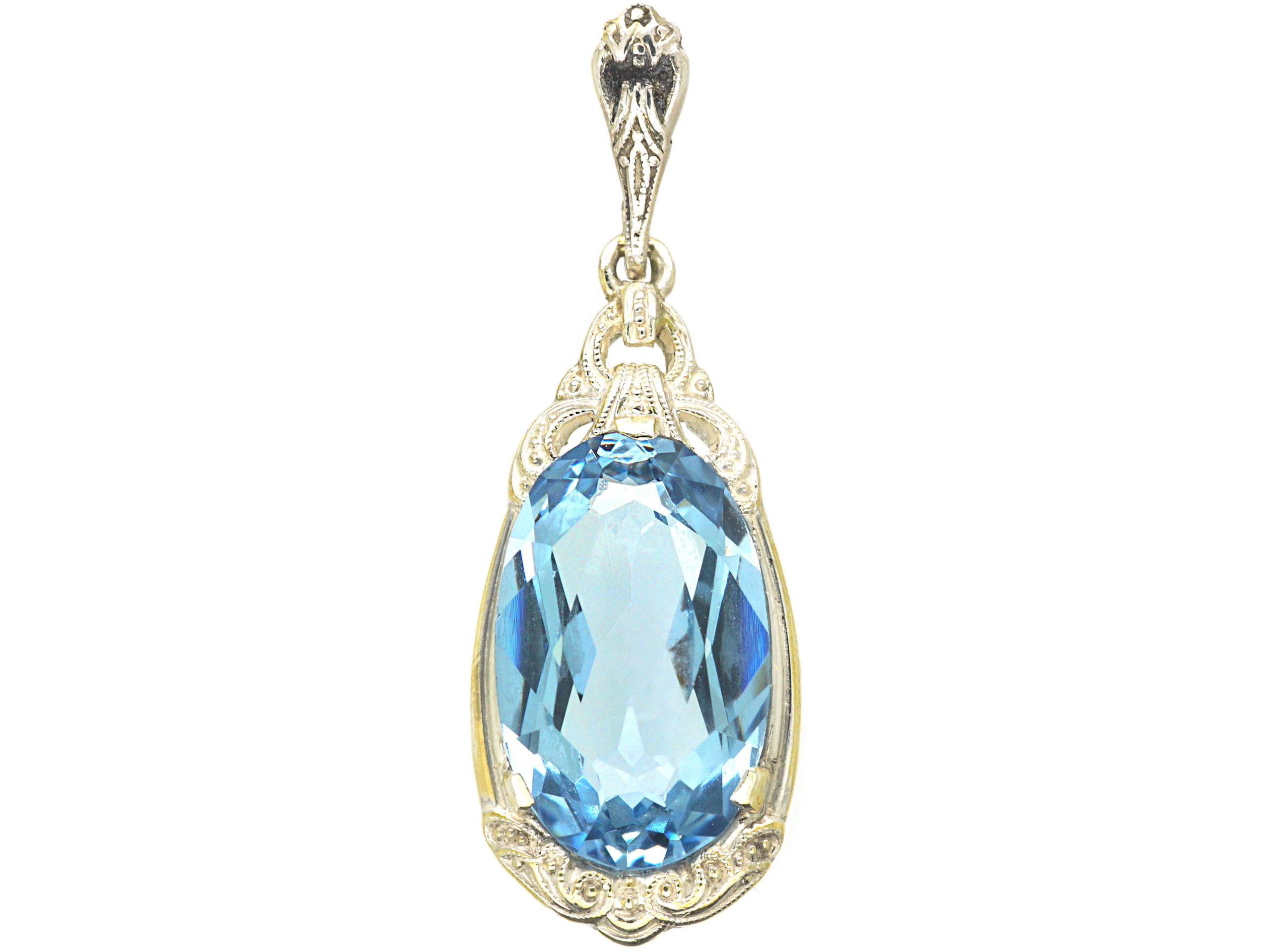 Art Deco Silver Synthetic Blue Spinel Pendant (664N) | The Antique ...