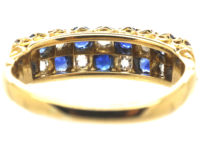 Victorian 18ct Gold, Sapphire & Diamond Chequerboard Ring