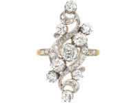 Art Nouveau 18ct Gold & Platinum Diamond Twist Ring