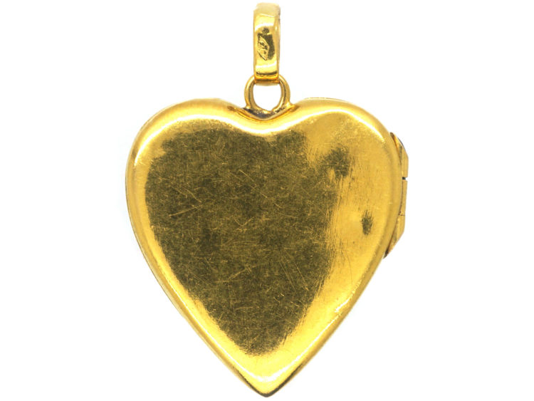 French Belle Epoque Two Colour 18ct Gold Heart Shaped Locket set with Rubies