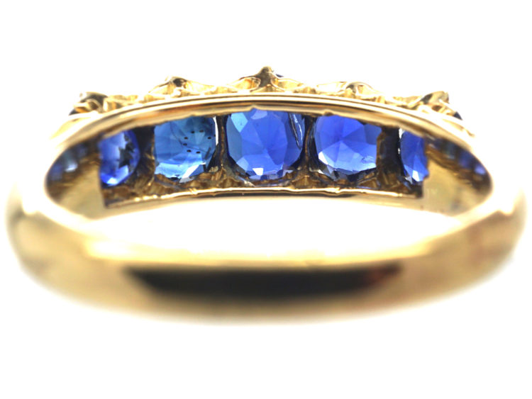 Victorian 18ct Gold Five Stone Sapphire Ring