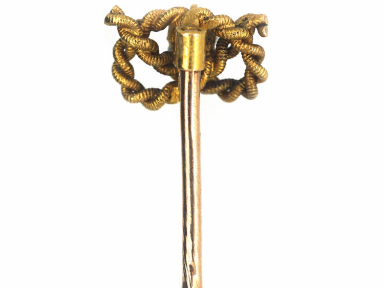 Victorian 15ct Gold Stafford Knot Tie Pin set with a Diamond