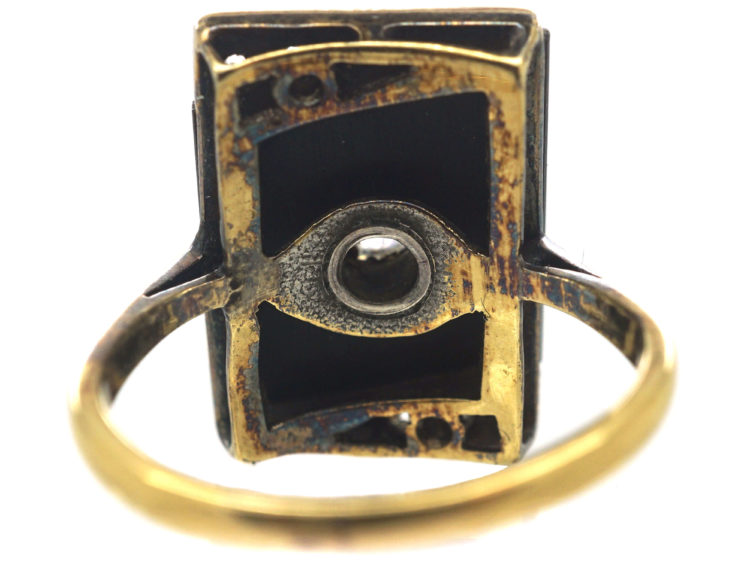 Art Deco Onyx & Diamond Rectangular Ring