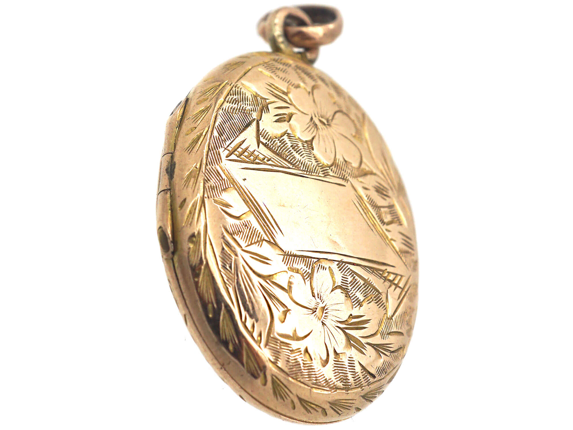 Edwardian 9ct Gold Engraved Oval Locket (805N) | The Antique Jewellery ...