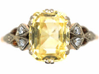Edwardian 14ct Gold, Yellow Sapphire & Diamond Ring