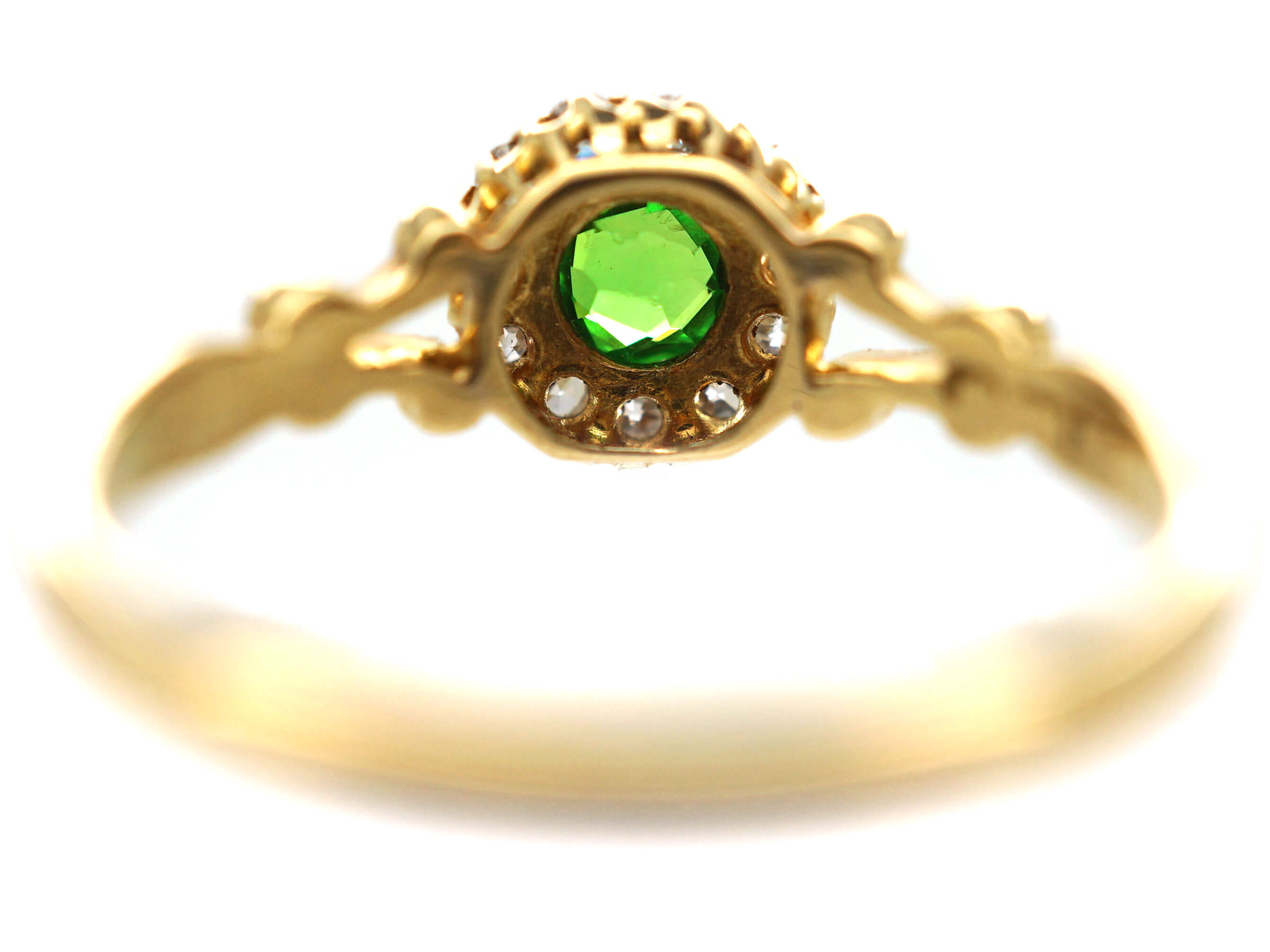 Edwardian 18ct Gold, Green Garnet & Diamond Cluster Ring (574N) | The ...