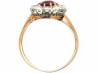 Edwardian 14ct Gold & Platinum, Ruby & Diamond Oval Cluster Ring