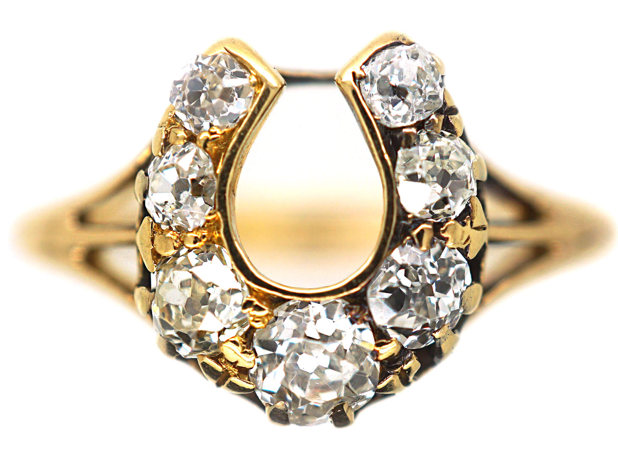 Victorian 18ct Gold Horseshoe Shape Ring set with Diamonds (719N) | The 