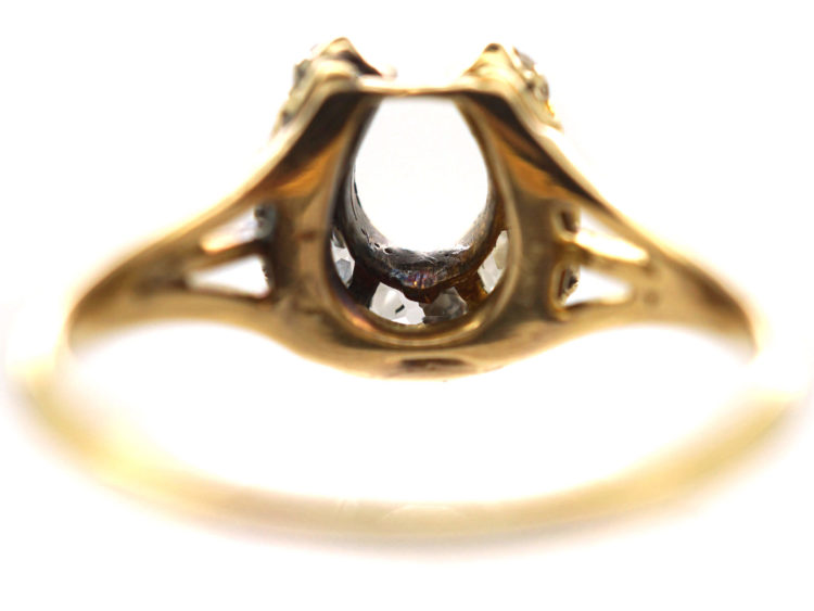 Victorian 18ct Gold Horseshoe Shape Ring set with Diamonds