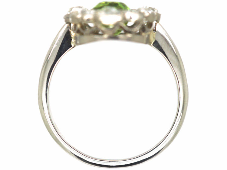 Edwardian Platinum, Peridot & Diamond Ring