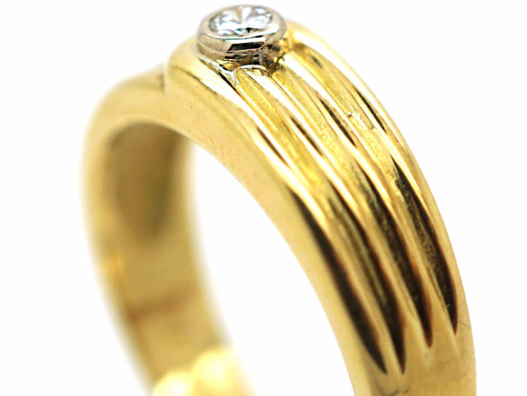 18ct Gold Buckle Ring set with a Diamond