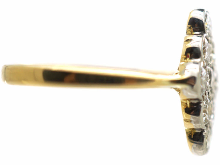 Edwardian 18ct Gold & Platinum, Diamond Shaped Cluster Ring set with Diamonds