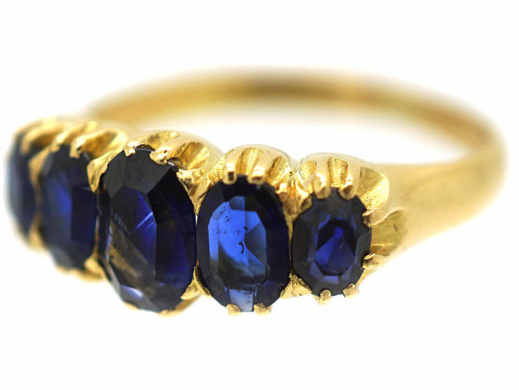 Victorian 18ct Gold Five Stone Sapphire Ring