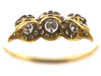 Edwardian 18ct Gold & Platinum & Diamond Triple Cluster Ring