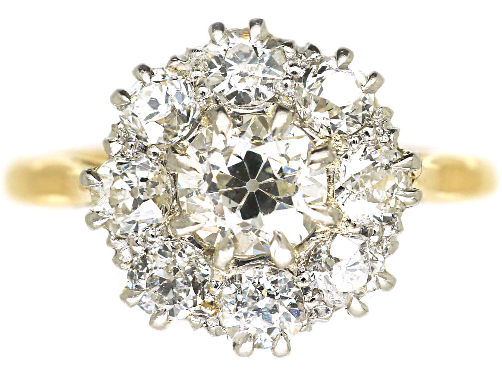 18ct Gold & Platinum Diamond Cluster Ring (769N) | The Antique ...