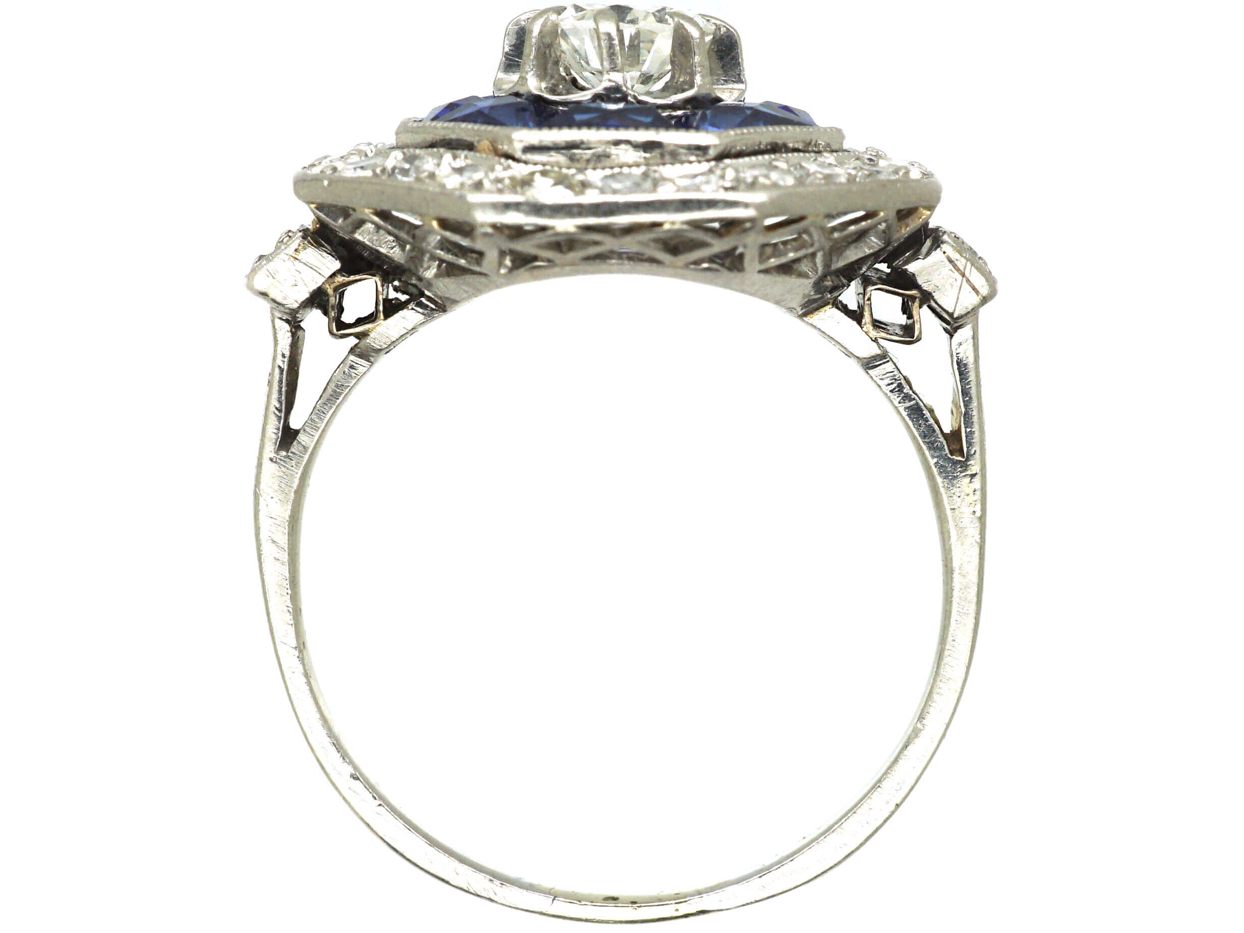 French Platinum Sapphire & Diamond Octagonal Ring (759N) | The Antique ...