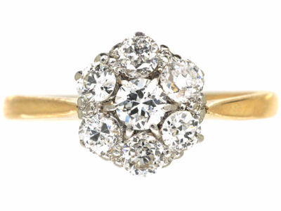 Edwardian 18ct Gold & Platinum, Diamond Cluster Ring