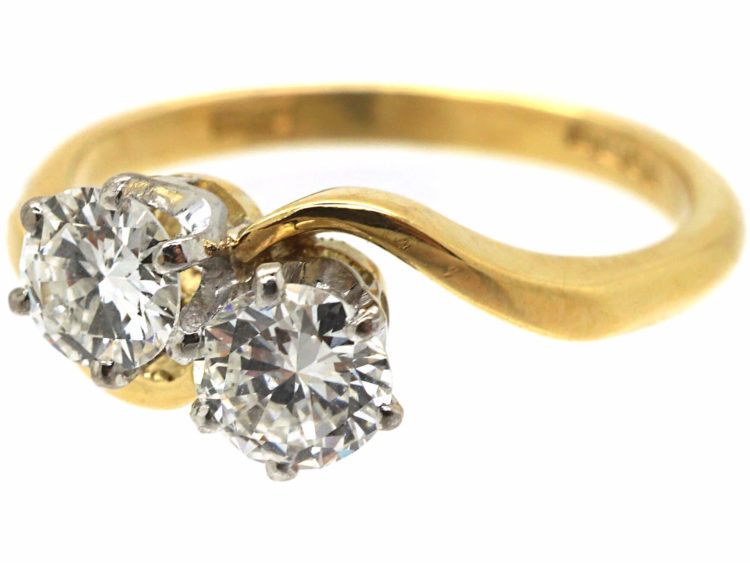 18ct Gold Two Stone Diamond Crossover Ring